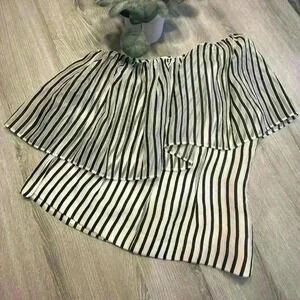 Doncaster Collection Striped Silk One shoulder top 6